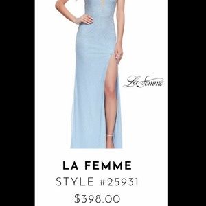 Baby blue sequin long prom dress with slit.